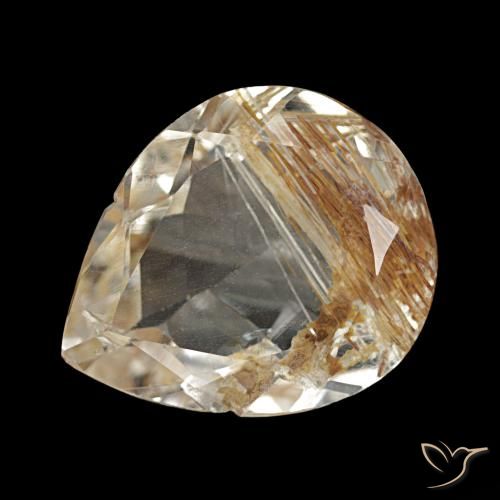 Topázio Rutilo Marrom Quente Natural 4.78ct, Formato de pêra, Transparente