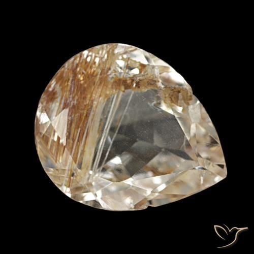Topázio Rutilo Marrom Quente Natural 4.78ct, Formato de pêra, Transparente