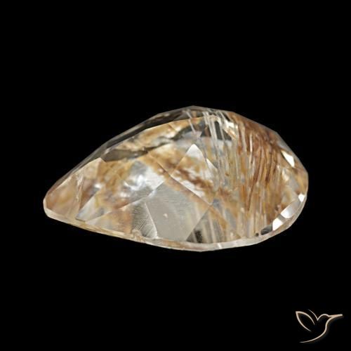 Topázio Rutilo Marrom Quente Natural 4.78ct, Formato de pêra, Transparente