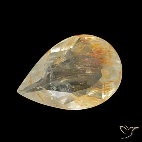 Topázio Rutilo ouro médio Natural 1.49ct, Formato de pêra, Transparente