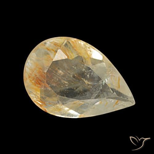 Topázio Rutilo ouro médio Natural 1.49ct, Formato de pêra, Transparente
