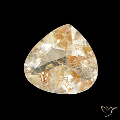 Topázio Rutilo Castanho Dourado Muito Claro Natural 1.95ct, Formato de pêra, Transparente