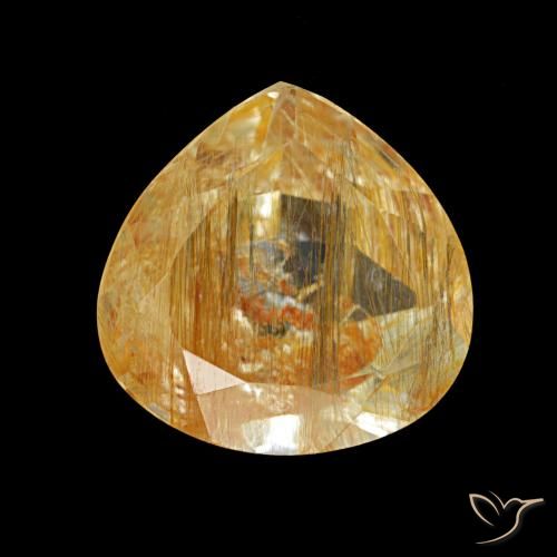Topázio Rutilo Pêssego Dourado Profundo Natural 3.52ct, Formato de pêra, Transparente