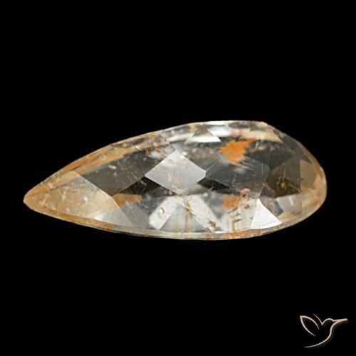 Topázio Rutilo Amarelo dourado Natural 3.52ct, Formato de pêra, Transparente