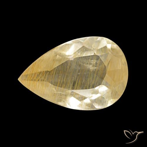 1.96ct amarelo topázio rutilado, formato de pêra, transparente