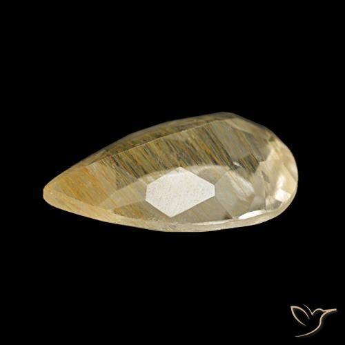 Topázio rutilado amarelo natural 1,96ct, formato de pêra, transparente