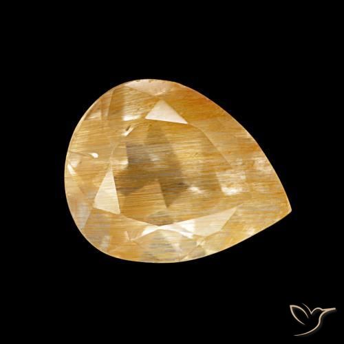 Topázio rutilado dourado médio natural 1,94ct, formato de pêra, transparente