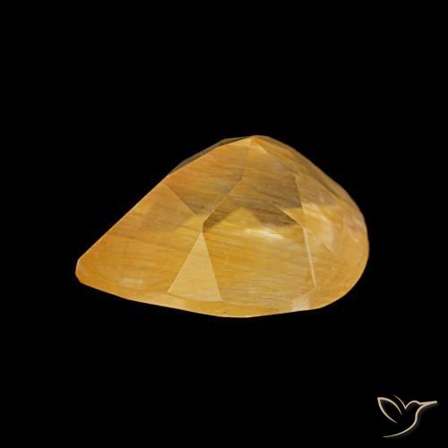 Topázio rutilado dourado médio natural 1,94ct, formato de pêra, transparente