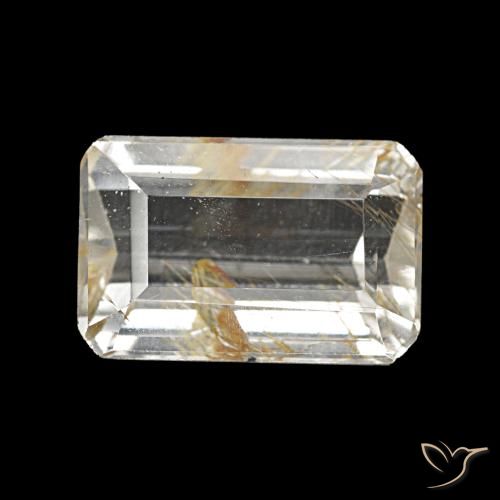 Topázio Rutilo Incolor Natural 5.06ct, Corte Esmeralda, Transparente