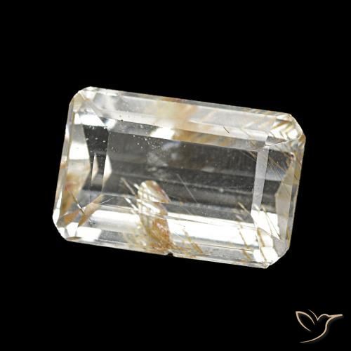Topázio Rutilo Incolor Natural 5.06ct, Corte Esmeralda, Transparente