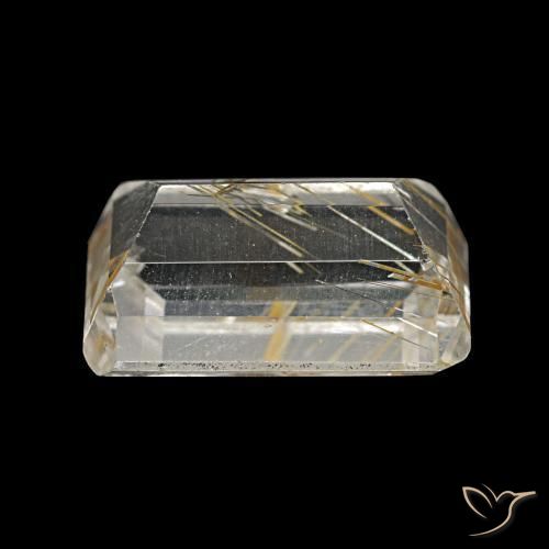 Topázio Rutilo Incolor Natural 5.06ct, Corte Esmeralda, Transparente