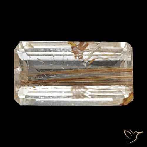 10.51ct Castanho Tawny Muito Claro Topázio Rutilo, Corte Esmeralda, Transparente