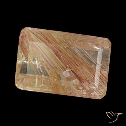 Topázio Rutilo Castanho muito claro Natural 4.31ct, Corte Esmeralda, Transparente