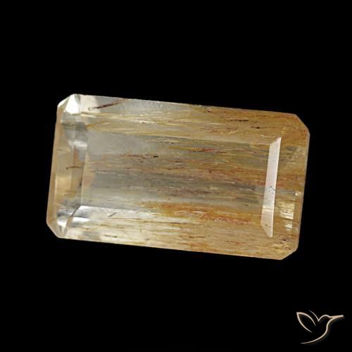 Topázio Rutilo Medium Light-Brown Natural 3.10ct, Corte Esmeralda, Transparente