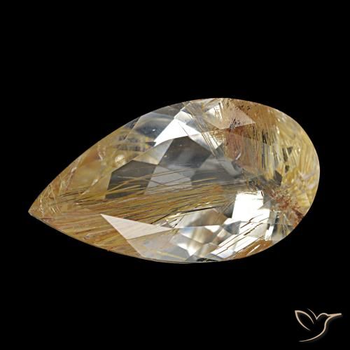 Topázio Rutilo Castanho Dourado Muito Claro Natural 7.10ct, Formato de pêra, Transparente