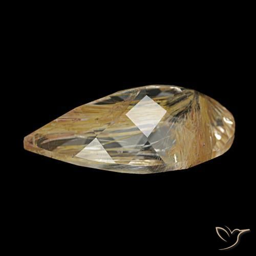 Topázio Rutilo Castanho Dourado Muito Claro Natural 7.10ct, Formato de pêra, Transparente
