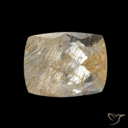 Topázio Rutilo Castanho muito claro Natural 3,62ct, Almofada cortada, Transparente