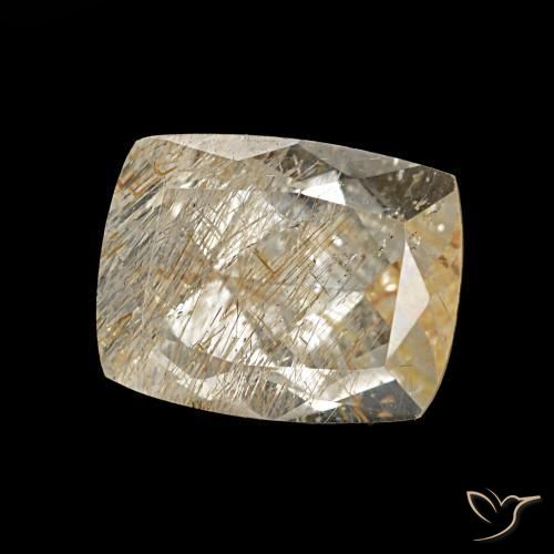 Topázio Rutilo Castanho muito claro Natural 3,62ct, Almofada cortada, Transparente