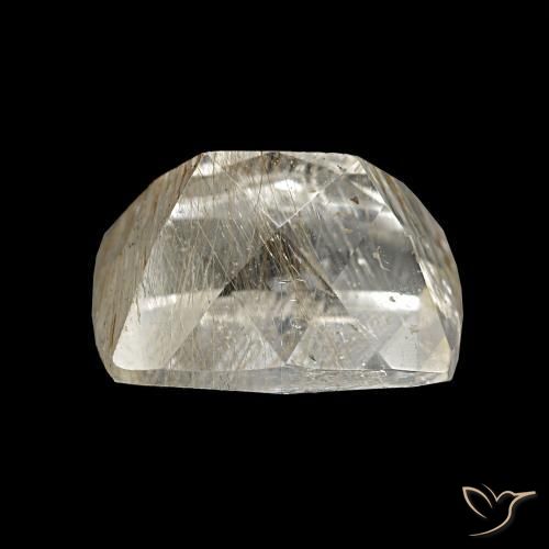 Topázio Rutilo Castanho muito claro Natural 3,62ct, Almofada cortada, Transparente