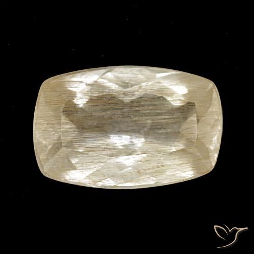 Topázio Rutilado Castanho Dourado Muito Claro Natural 3,24ct, Almofada cortada, Transparente
