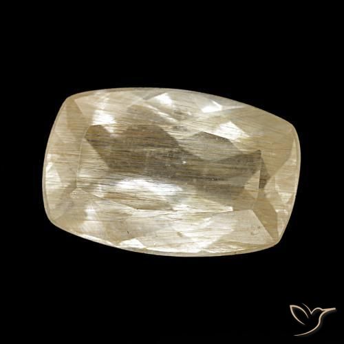 Topázio Rutilado Castanho Dourado Muito Claro Natural 3,24ct, Almofada cortada, Transparente