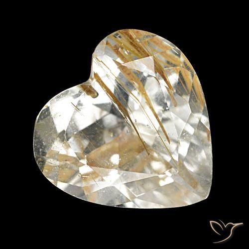 Topázio Rutilo Castanho Dourado Muito Claro Natural 5.73ct, Formato de coração, Transparente