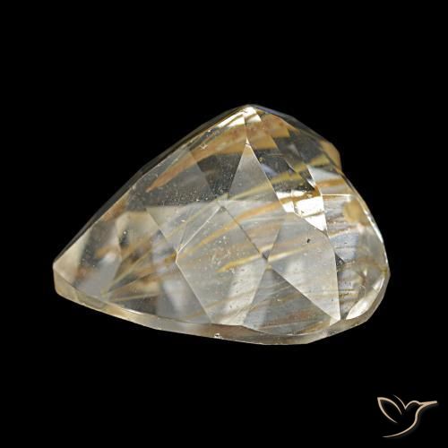 Topázio Rutilo Castanho Dourado Muito Claro Natural 5.73ct, Formato de coração, Transparente