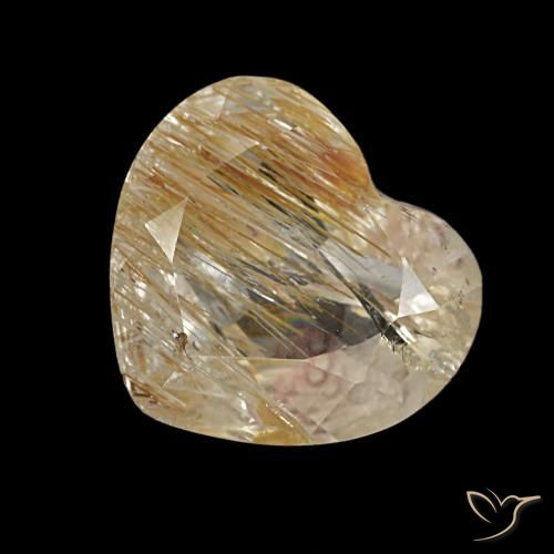 Topázio Rutilo Dourado médio Natural 2.15ct, Formato de coração, Transparente