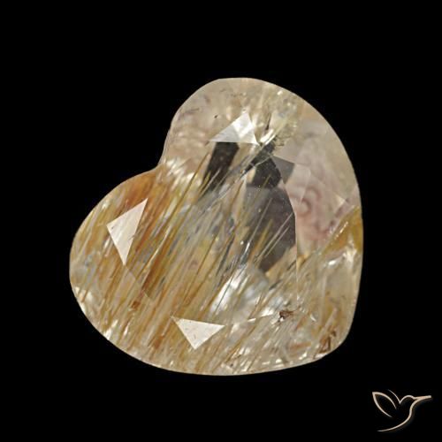 Topázio Rutilo Dourado médio Natural 2.15ct, Formato de coração, Transparente