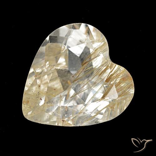 Topázio Rutilo Castanho Dourado Muito Claro Natural 4.76ct, Formato de coração, Transparente