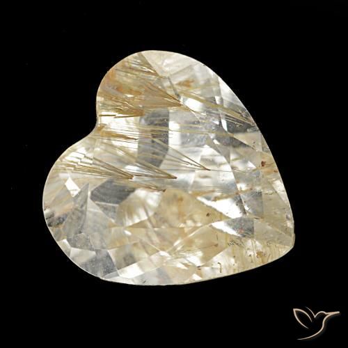 Topázio Rutilo Castanho Dourado Muito Claro Natural 4.76ct, Formato de coração, Transparente