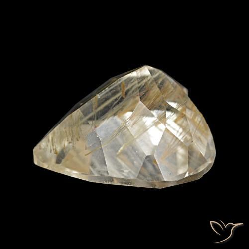 Topázio Rutilo Castanho Dourado Muito Claro Natural 4.76ct, Formato de coração, Transparente
