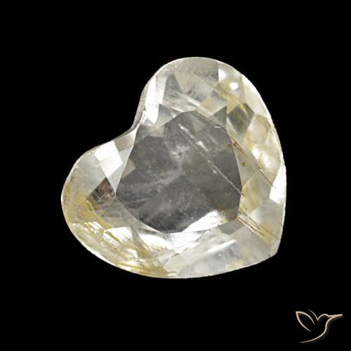Topázio rutilado amarelo natural 1,06ct, formato de coração, transparente