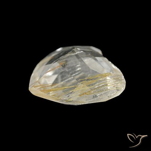Topázio rutilado amarelo natural 1,06ct, formato de coração, transparente