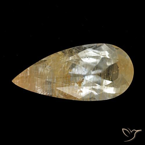 4.26ct castanho dourado muito claro topázio rutilado, formato de pêra, transparente