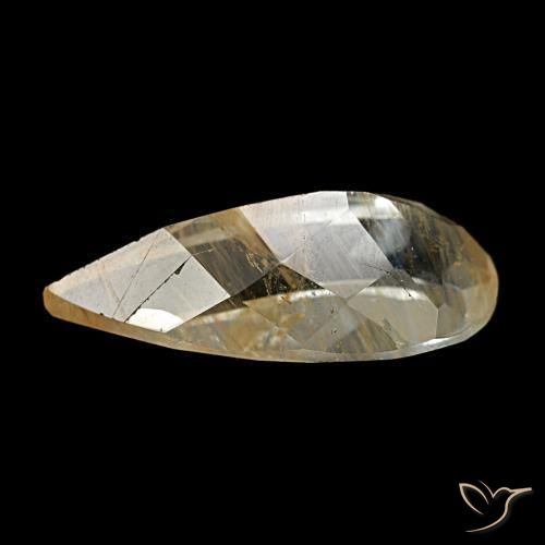 Topázio rutilado castanho dourado muito claro natural 4,26ct, formato de pêra, transparente
