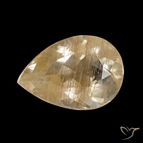 Topázio rutilado amarelo natural 3,22ct, formato de pêra, transparente