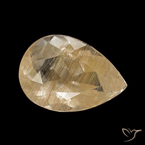 Topázio rutilado amarelo natural 3,22ct, formato de pêra, transparente