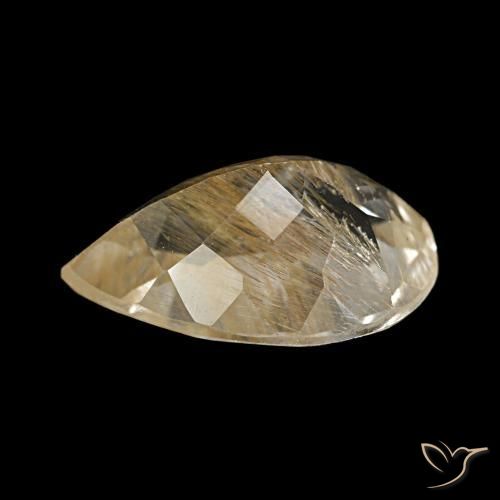 Topázio rutilado amarelo natural 3,22ct, formato de pêra, transparente
