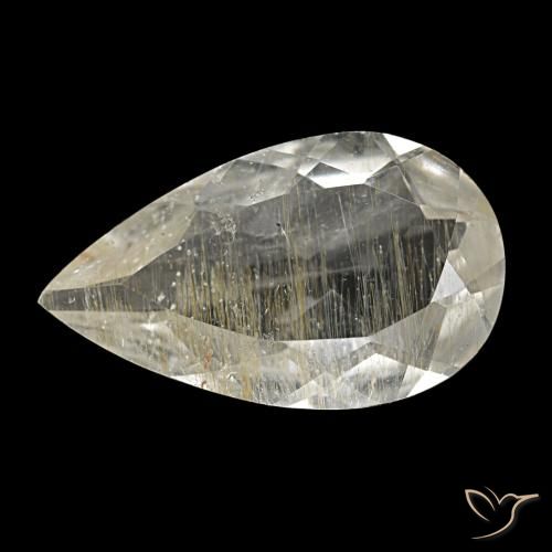 4.94ct amarelo topázio rutilado, formato de pêra, transparente