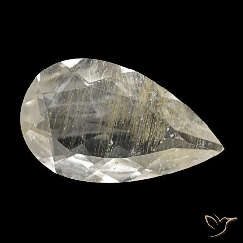 Topázio rutilado amarelo natural 4,94ct, formato de pêra, transparente