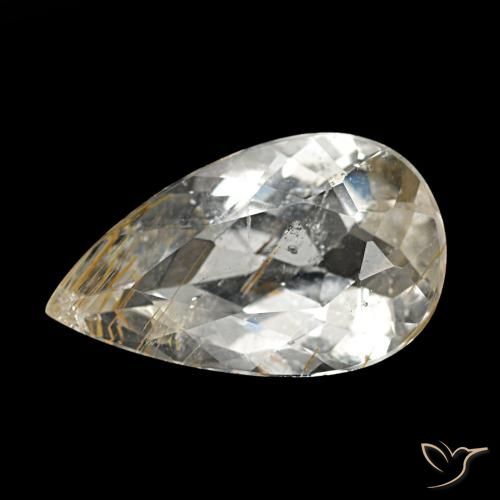3.20ct amarelo topázio rutilado, formato de pêra, transparente