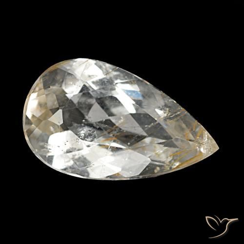Topázio rutilado amarelo natural 3,20ct, formato de pêra, transparente