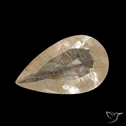 2.36ct amarelo topázio rutilado, formato de pêra, transparente