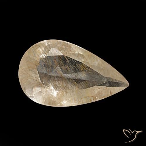 Topázio rutilado amarelo natural 2,36ct, formato de pêra, transparente
