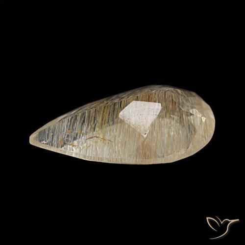 Topázio rutilado amarelo natural 2,36ct, formato de pêra, transparente