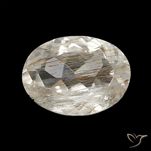 3.70ct claro e ouro-bronze topázio rutilado, oval, transparente