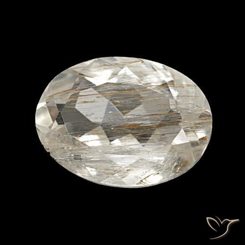 Topázio rutilado claro e ouro-bronze natural 3,70ct, corte oval, transparente