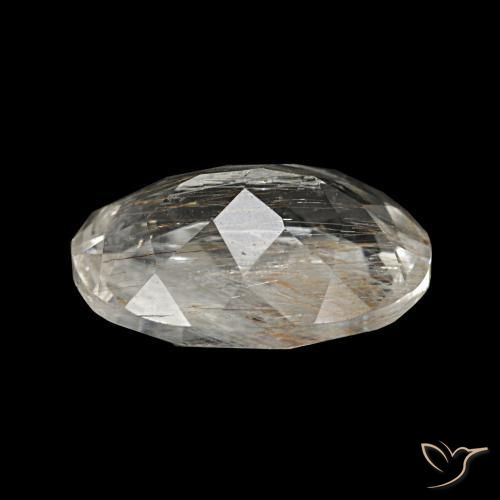 Topázio rutilado claro e ouro-bronze natural 3,70ct, corte oval, transparente