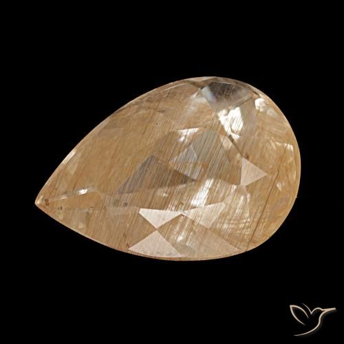 Topázio rutilado laranja dourado natural 4,46ct, formato de pêra, transparente